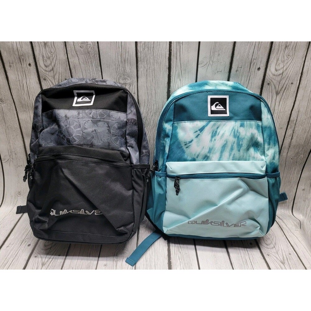 Quicksilver Recharge 16 Inch Laptop Backpack Tye Dye Green Gray Lot Of 2